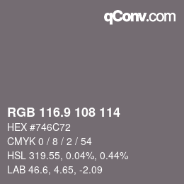 Color code: RGB 116.9 108 114 | qconv.com