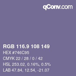 Color code: RGB 116.9 108 149 | qconv.com