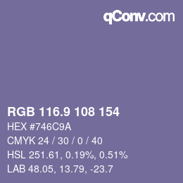 Color code: RGB 116.9 108 154 | qconv.com