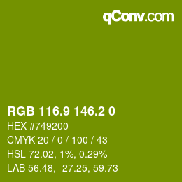 カラーコード: RGB 116.9 146.2 0 | qconv.com