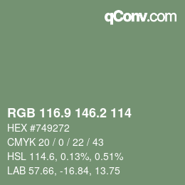 Color code: RGB 116.9 146.2 114 | qconv.com