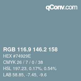カラーコード: RGB 116.9 146.2 158 | qconv.com