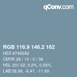 カラーコード: RGB 116.9 146.2 162 | qconv.com