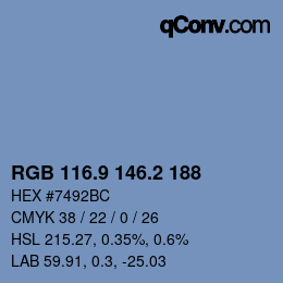 Color code: RGB 116.9 146.2 188 | qconv.com