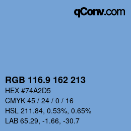 カラーコード: RGB 116.9 162 213 | qconv.com