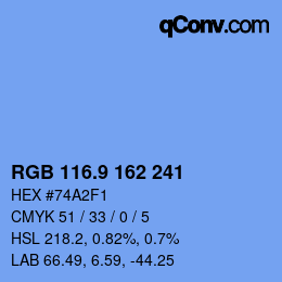 カラーコード: RGB 116.9 162 241 | qconv.com
