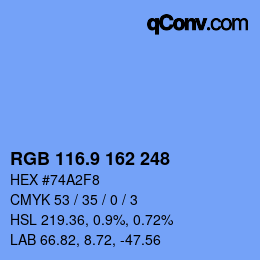 カラーコード: RGB 116.9 162 248 | qconv.com