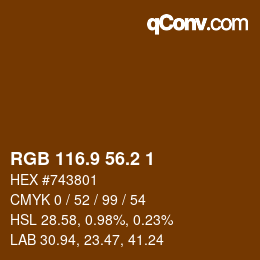 カラーコード: RGB 116.9 56.2 1 | qconv.com