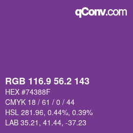 カラーコード: RGB 116.9 56.2 143 | qconv.com