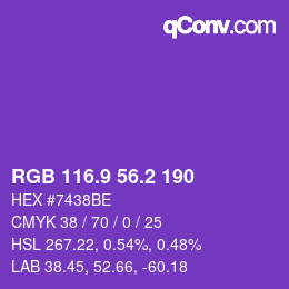 カラーコード: RGB 116.9 56.2 190 | qconv.com