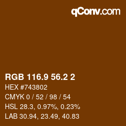 Farbcode: RGB 116.9 56.2 2 | qconv.com