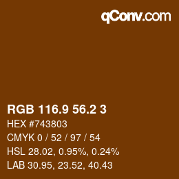 Color code: RGB 116.9 56.2 3 | qconv.com
