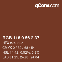 Color code: RGB 116.9 56.2 37 | qconv.com