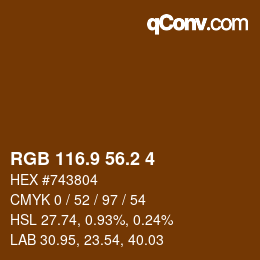カラーコード: RGB 116.9 56.2 4 | qconv.com