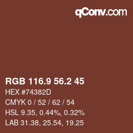 Color code: RGB 116.9 56.2 45 | qconv.com