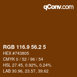 Color code: RGB 116.9 56.2 5 | qconv.com