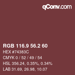 カラーコード: RGB 116.9 56.2 60 | qconv.com