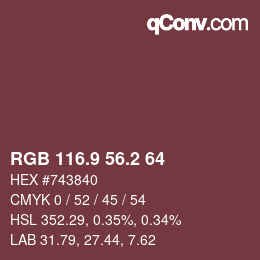 カラーコード: RGB 116.9 56.2 64 | qconv.com