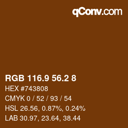 カラーコード: RGB 116.9 56.2 8 | qconv.com