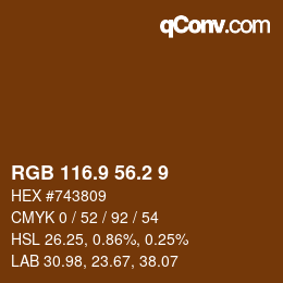 Color code: RGB 116.9 56.2 9 | qconv.com