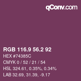 Farbcode: RGB 116.9 56.2 92 | qconv.com