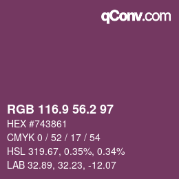 Color code: RGB 116.9 56.2 97 | qconv.com