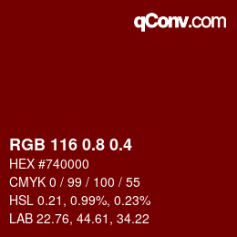 カラーコード: RGB 116 0.8 0.4 | qconv.com