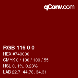 颜色代码: RGB 116 0 0 | qconv.com