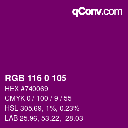 Color code: RGB 116 0 105 | qconv.com