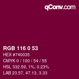 Color code: RGB 116 0 53 | qconv.com