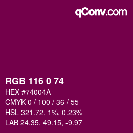Color code: RGB 116 0 74 | qconv.com