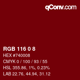 Color code: RGB 116 0 8 | qconv.com