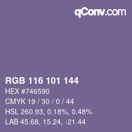 Farbcode: RGB 116 101 144 | qconv.com