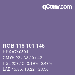 カラーコード: RGB 116 101 148 | qconv.com