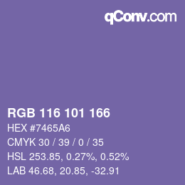 Color code: RGB 116 101 166 | qconv.com