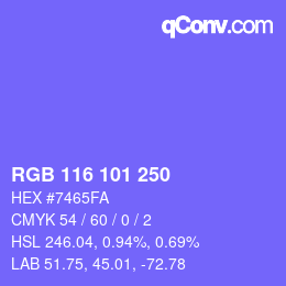 カラーコード: RGB 116 101 250 | qconv.com