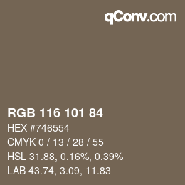 颜色代码: RGB 116 101 84 | qconv.com