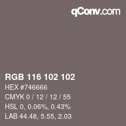 Color code: RGB 116 102 102 | qconv.com