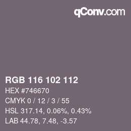 Color code: RGB 116 102 112 | qconv.com