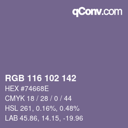 Código de color: RGB 116 102 142 | qconv.com
