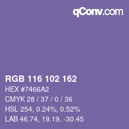 Color code: RGB 116 102 162 | qconv.com