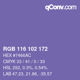 Color code: RGB 116 102 172 | qconv.com