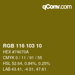 Color code: RGB 116 103 10 | qconv.com