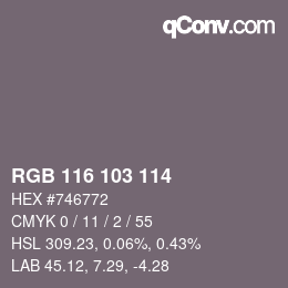 カラーコード: RGB 116 103 114 | qconv.com