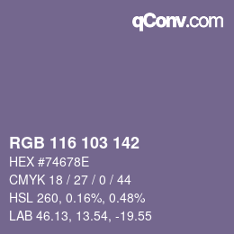 カラーコード: RGB 116 103 142 | qconv.com