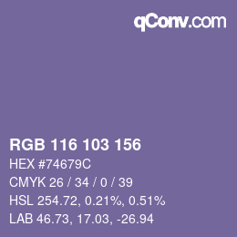 カラーコード: RGB 116 103 156 | qconv.com
