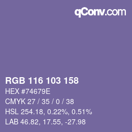 颜色代码: RGB 116 103 158 | qconv.com