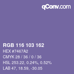 Color code: RGB 116 103 162 | qconv.com