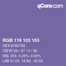 Color code: RGB 116 103 163 | qconv.com