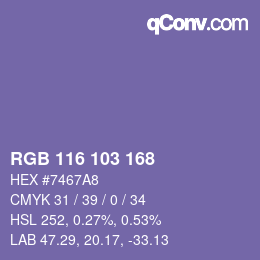カラーコード: RGB 116 103 168 | qconv.com